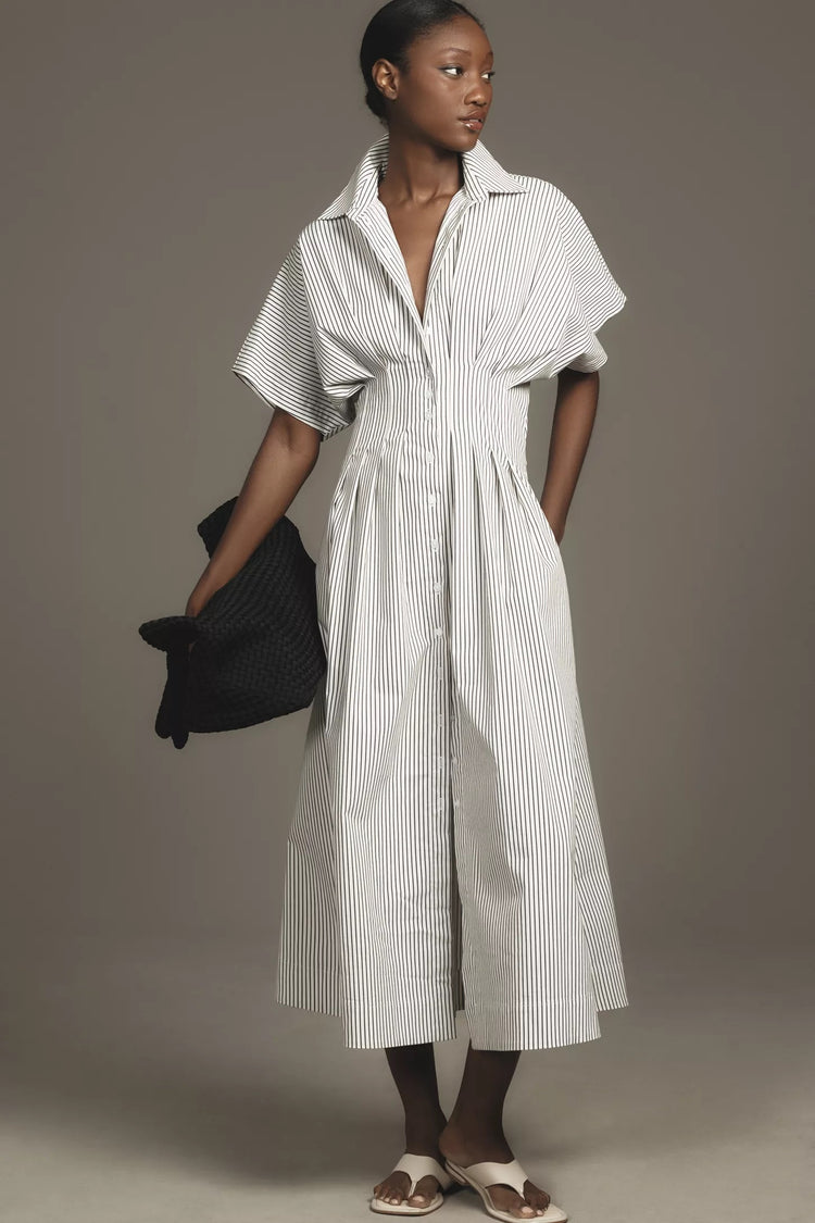 Striped Elegance Shirt Dress