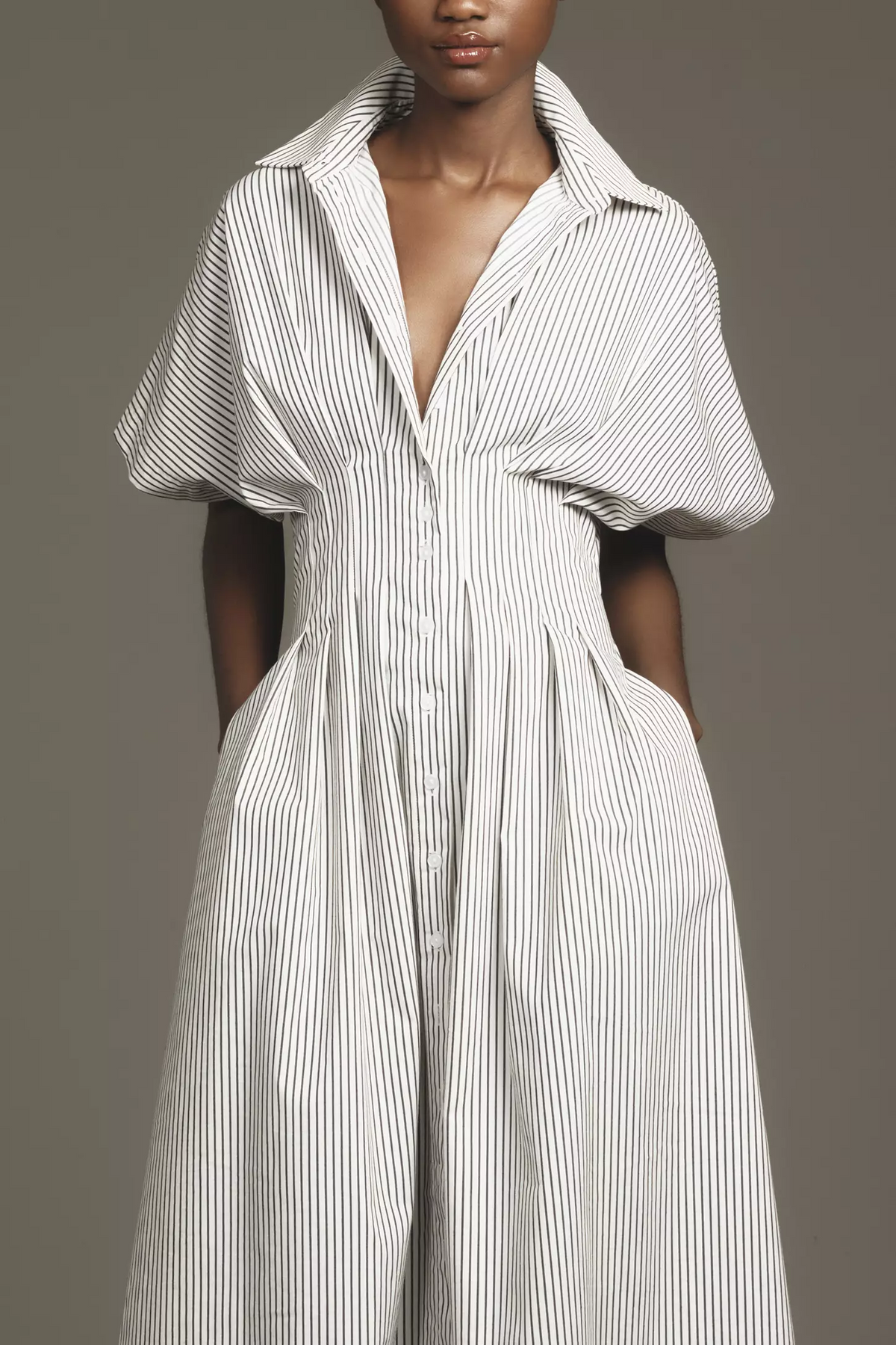 Striped Elegance Shirt Dress