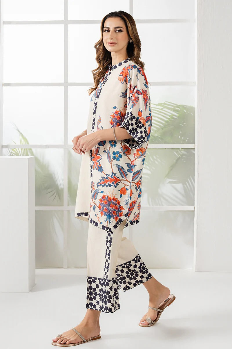 Chic Korean Velvet Floral Digital Printed Co-Ord Set