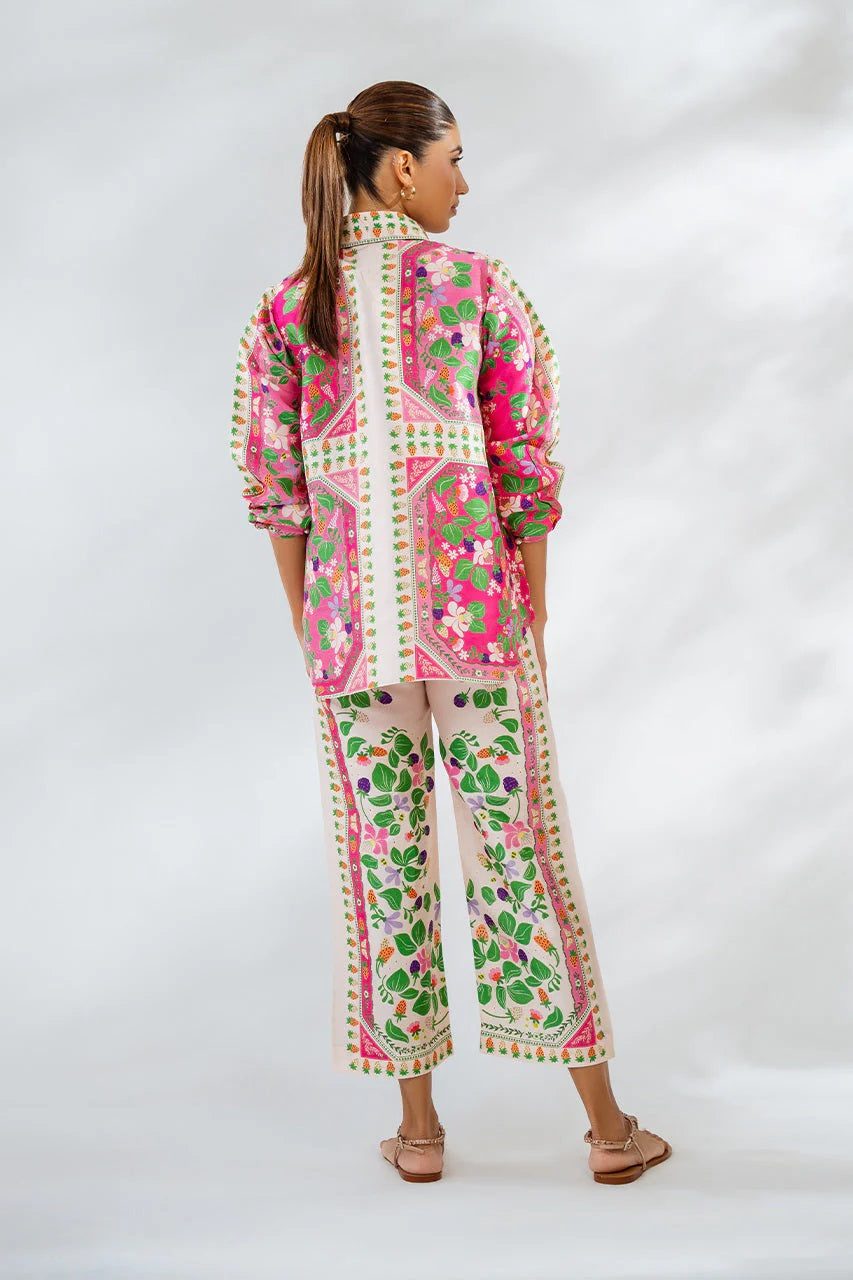 Blossom Garden Blended Cotton Satin Coord Set