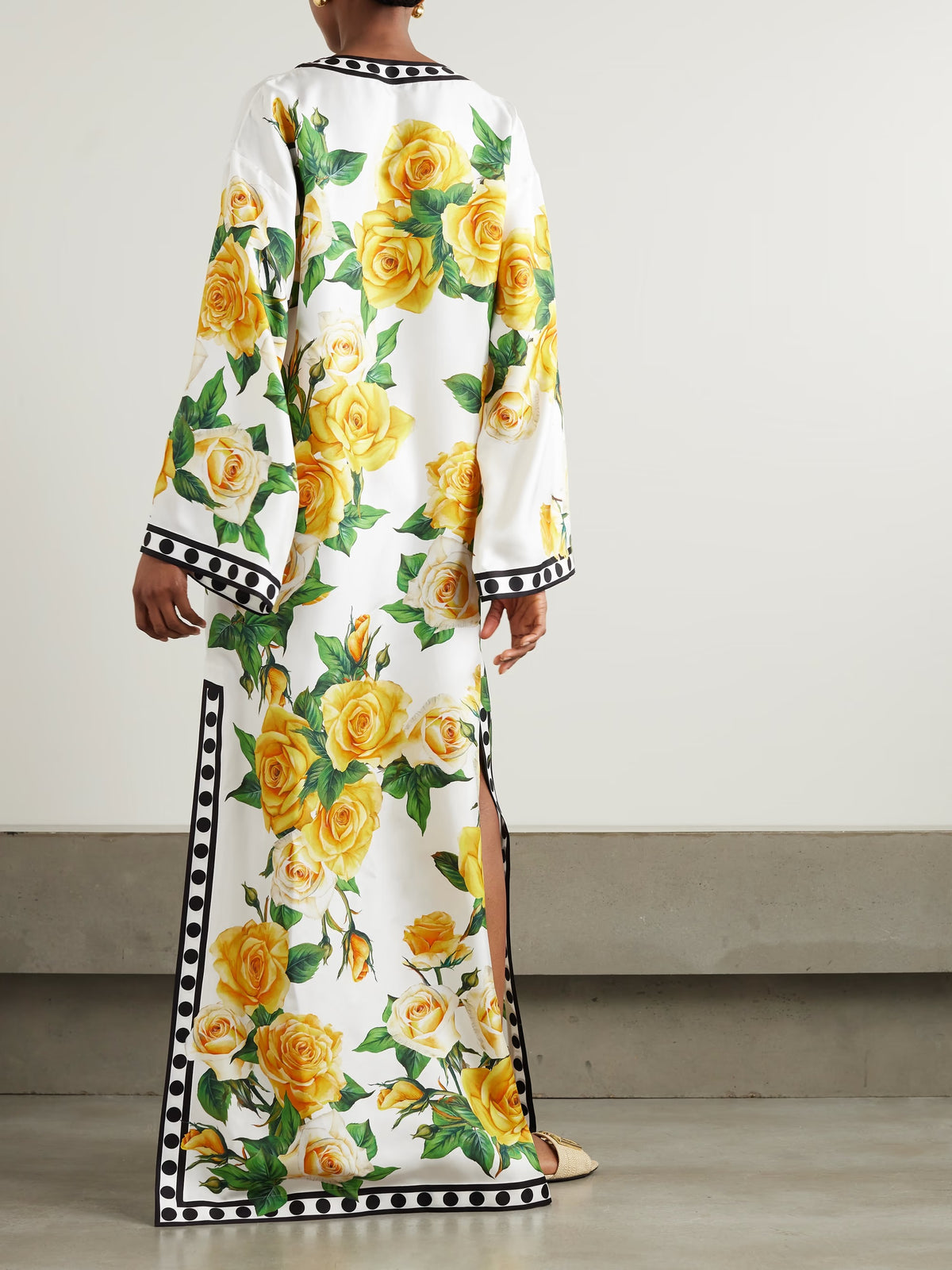 Golden Bloom Roman Silk Blend Kaftan
