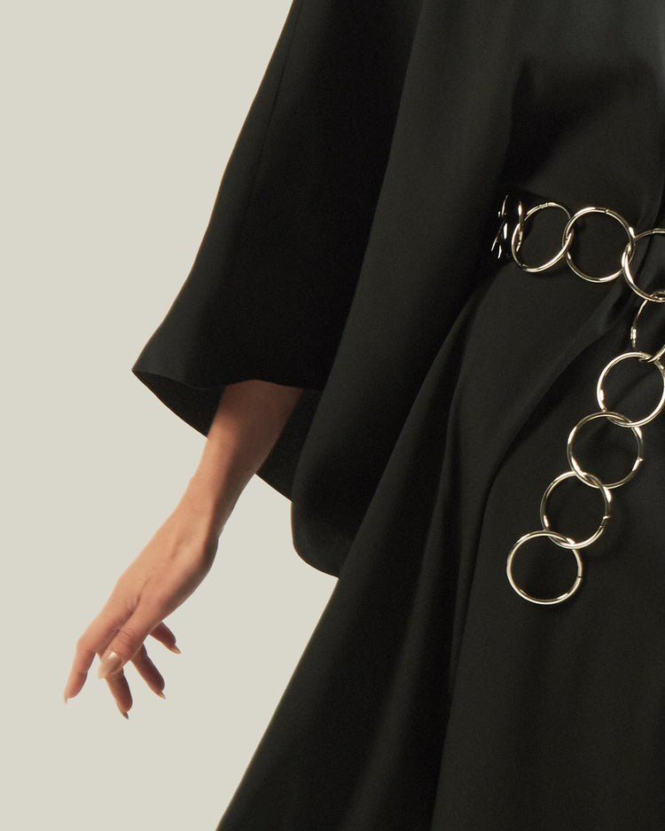 Elegance in Black: Metallic Halter Dress