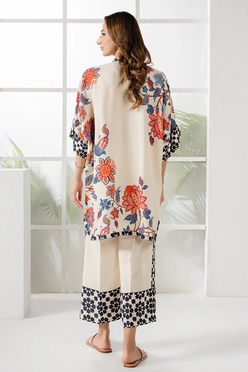 Chic Korean Velvet Floral Digital Printed Co-Ord Set
