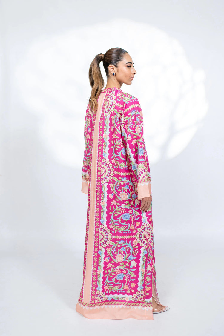 Elegant Floral Printed Soft BSY Crepe Kaftan