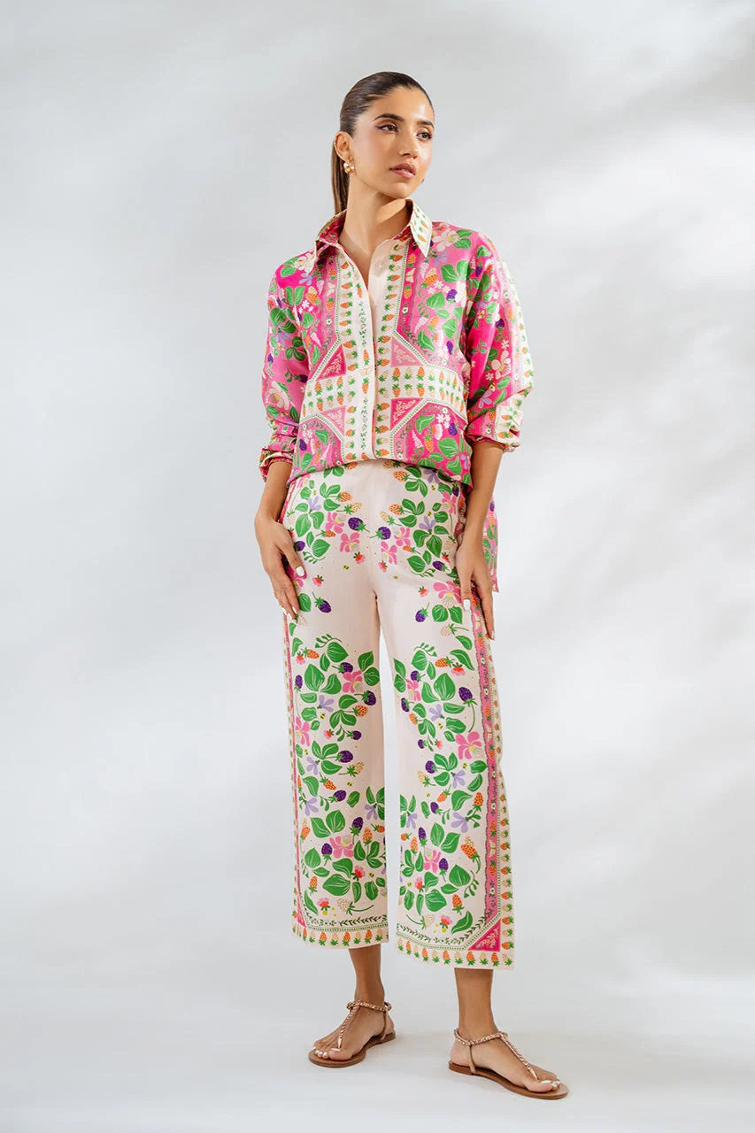 Blossom Garden Blended Cotton Satin Coord Set