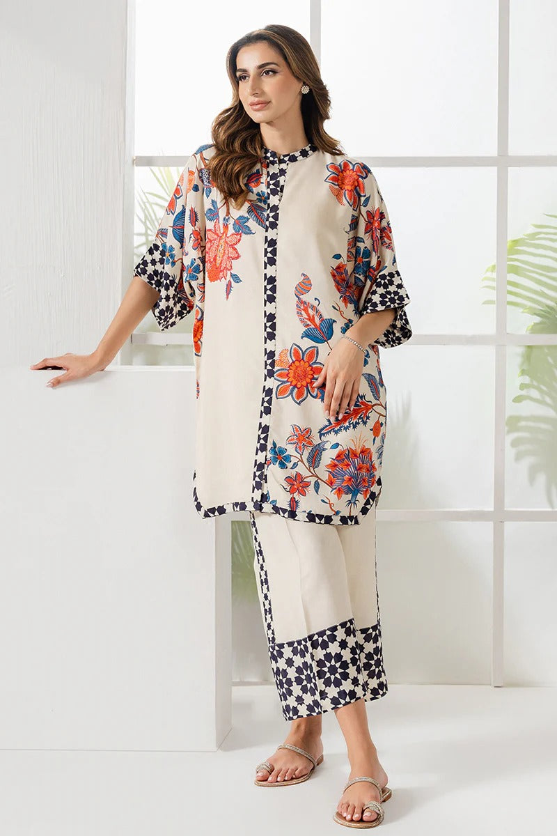 Chic Korean Velvet Floral Digital Printed Co-Ord Set