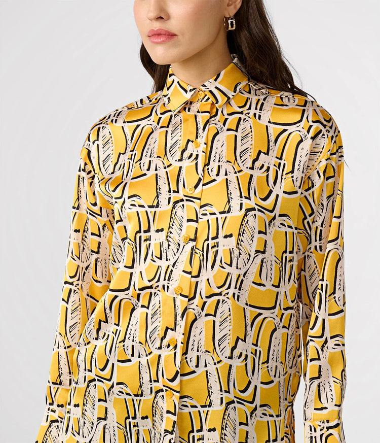 Modern Geometric Silk Shirt