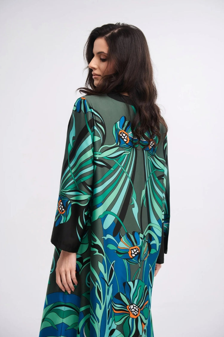 Tropical Bloom Roman Silk Blend Kaftan