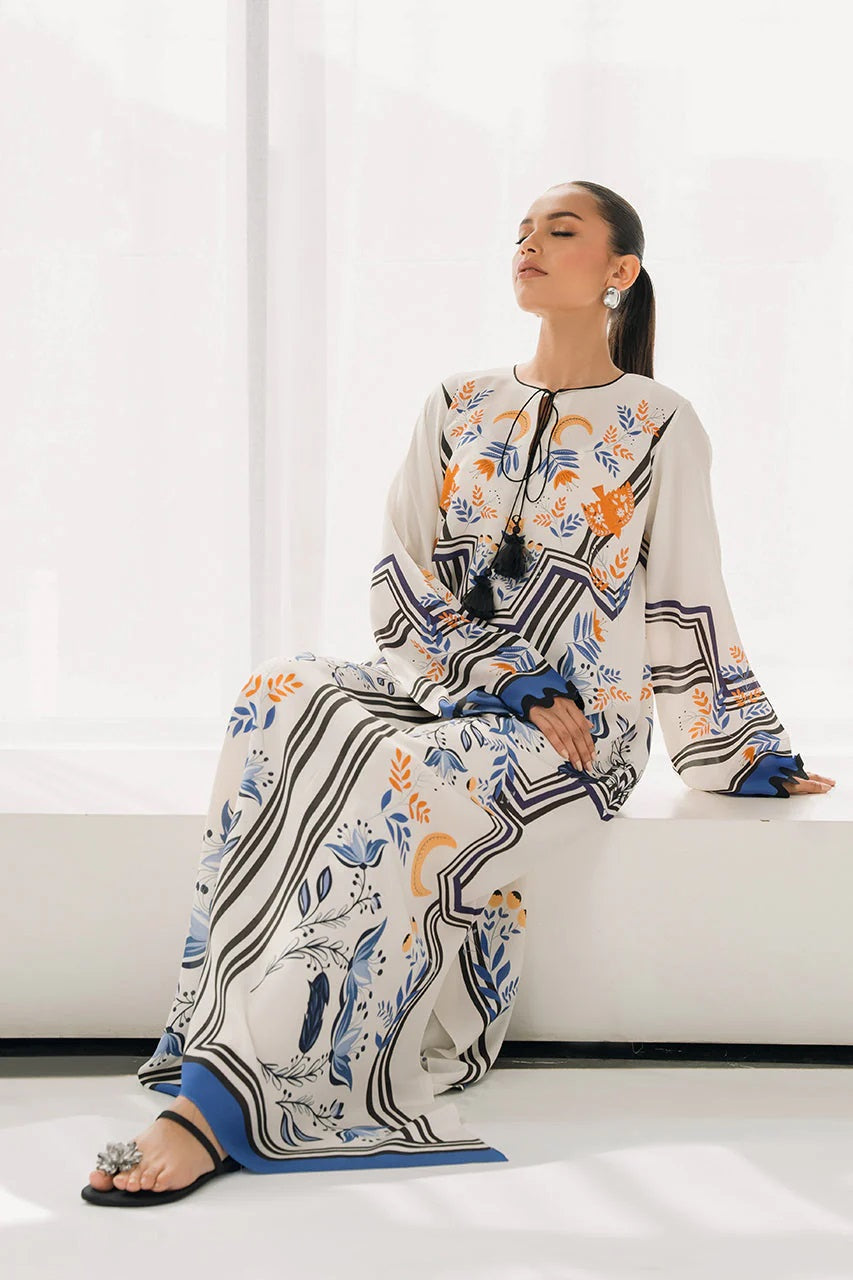 Verdant Leafy Print Kaftan
