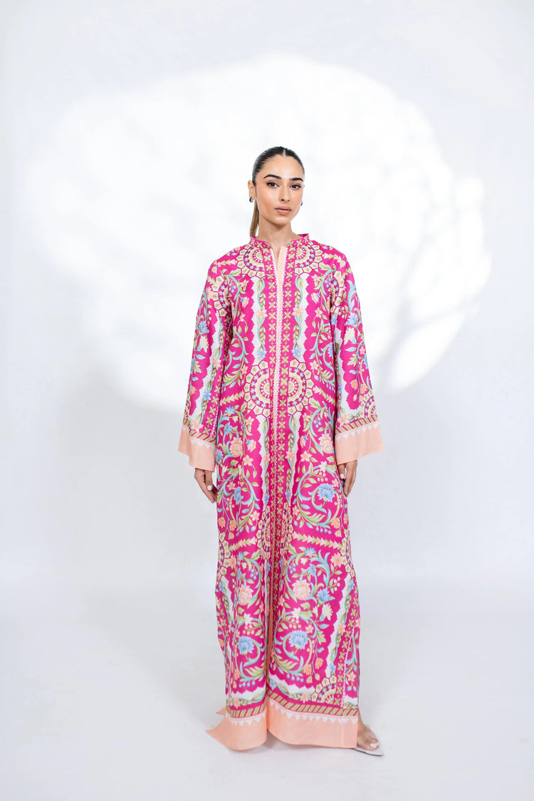Elegant Floral Printed Soft BSY Crepe Kaftan