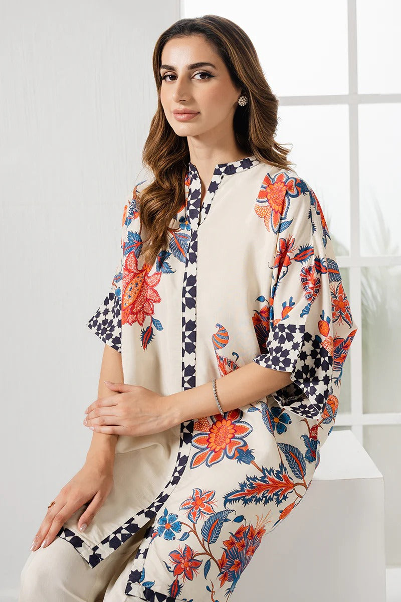 Chic Korean Velvet Floral Digital Printed Co-Ord Set