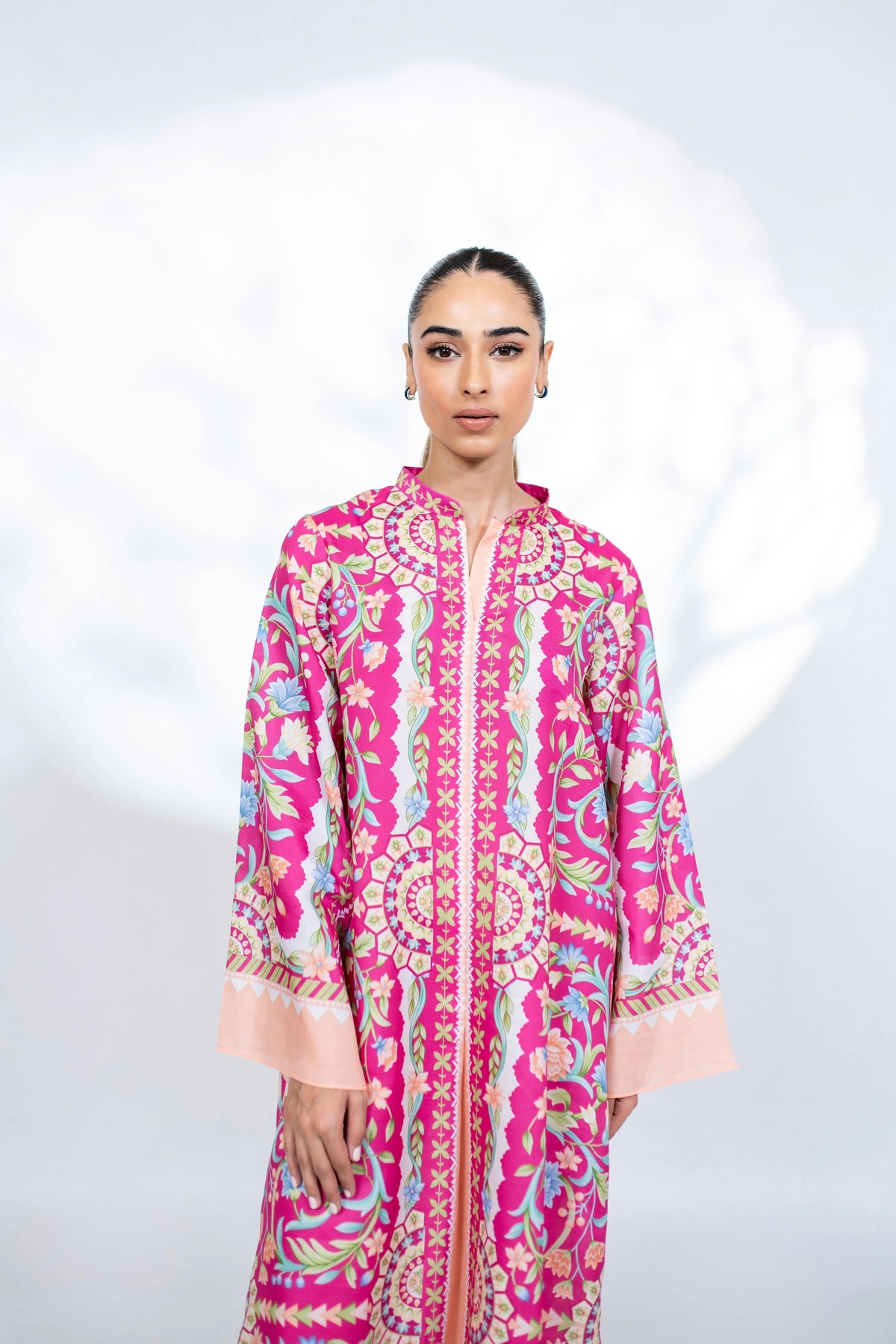 Elegant Floral Printed Soft BSY Crepe Kaftan