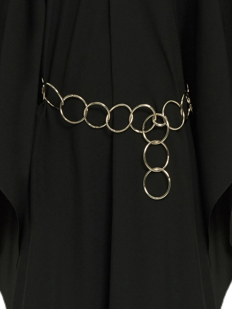 Elegance in Black: Metallic Halter Dress