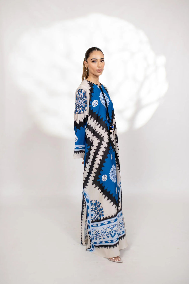 Azure Sunburst Soft BSY Crepe Kaftan