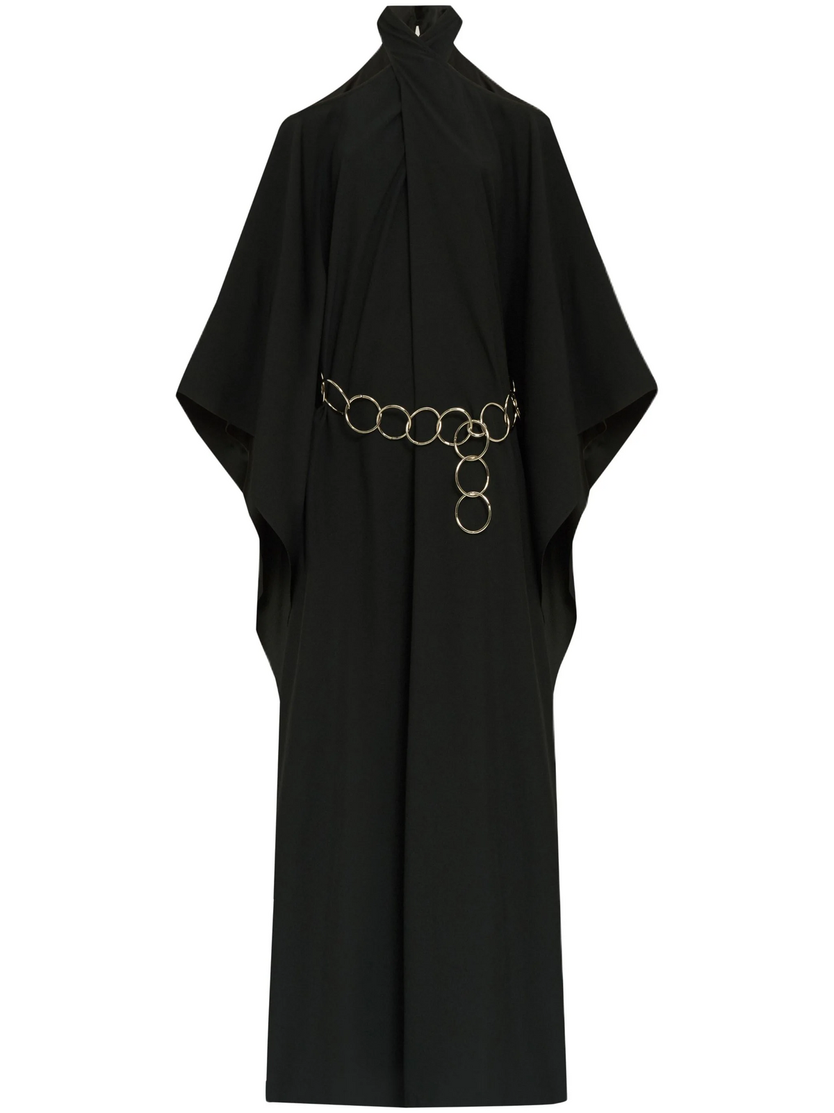Elegance in Black: Metallic Halter Dress