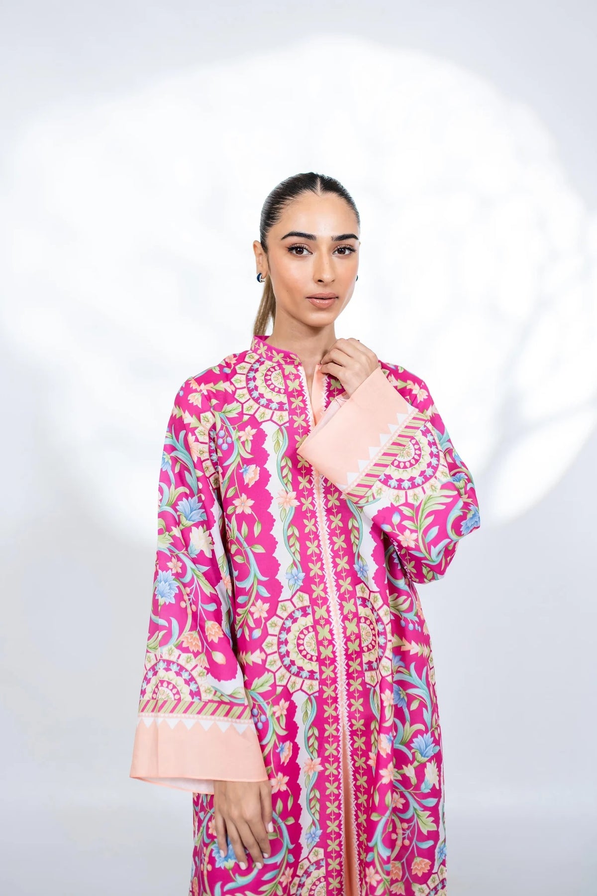 Elegant Floral Printed Soft BSY Crepe Kaftan