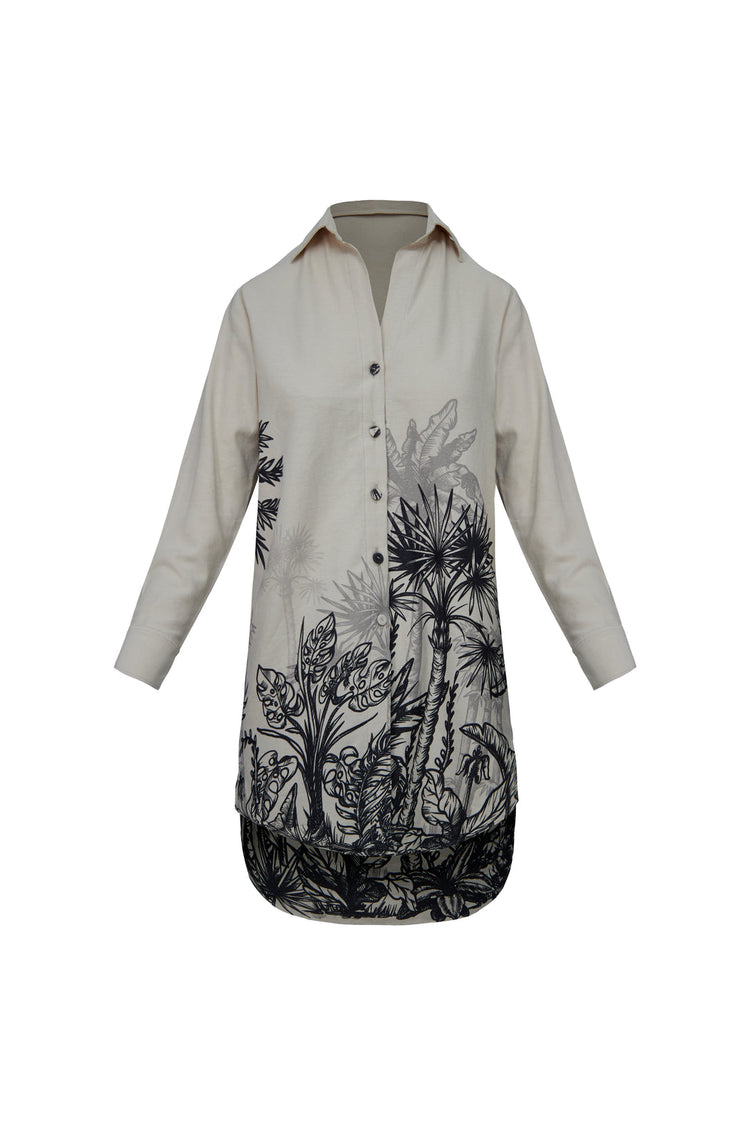 Tropical Oasis Palm Tree Printed Short Dress