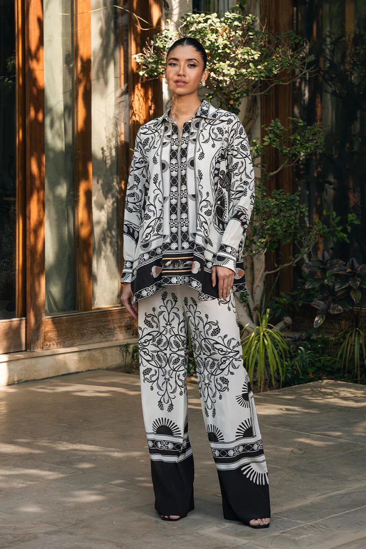 Black & White Floral Premium Coord Set – BSY Velvet Fabric