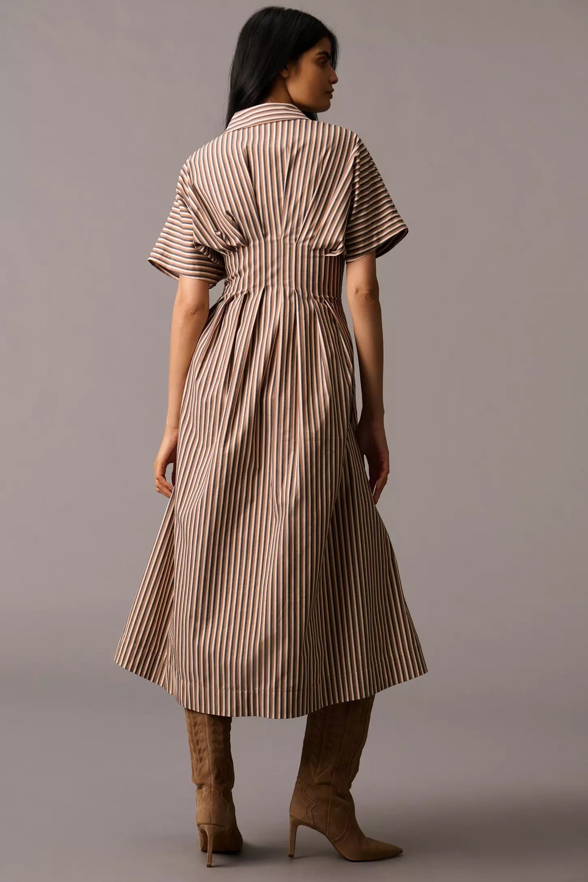 Striped Elegance Shirt Dress