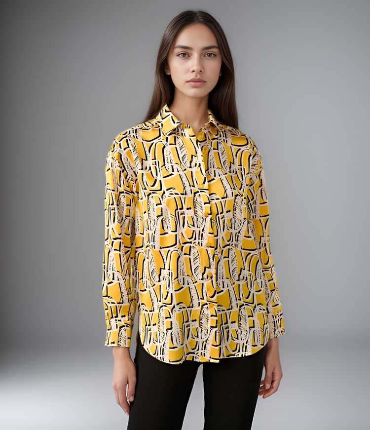 Modern Geometric Silk Shirt