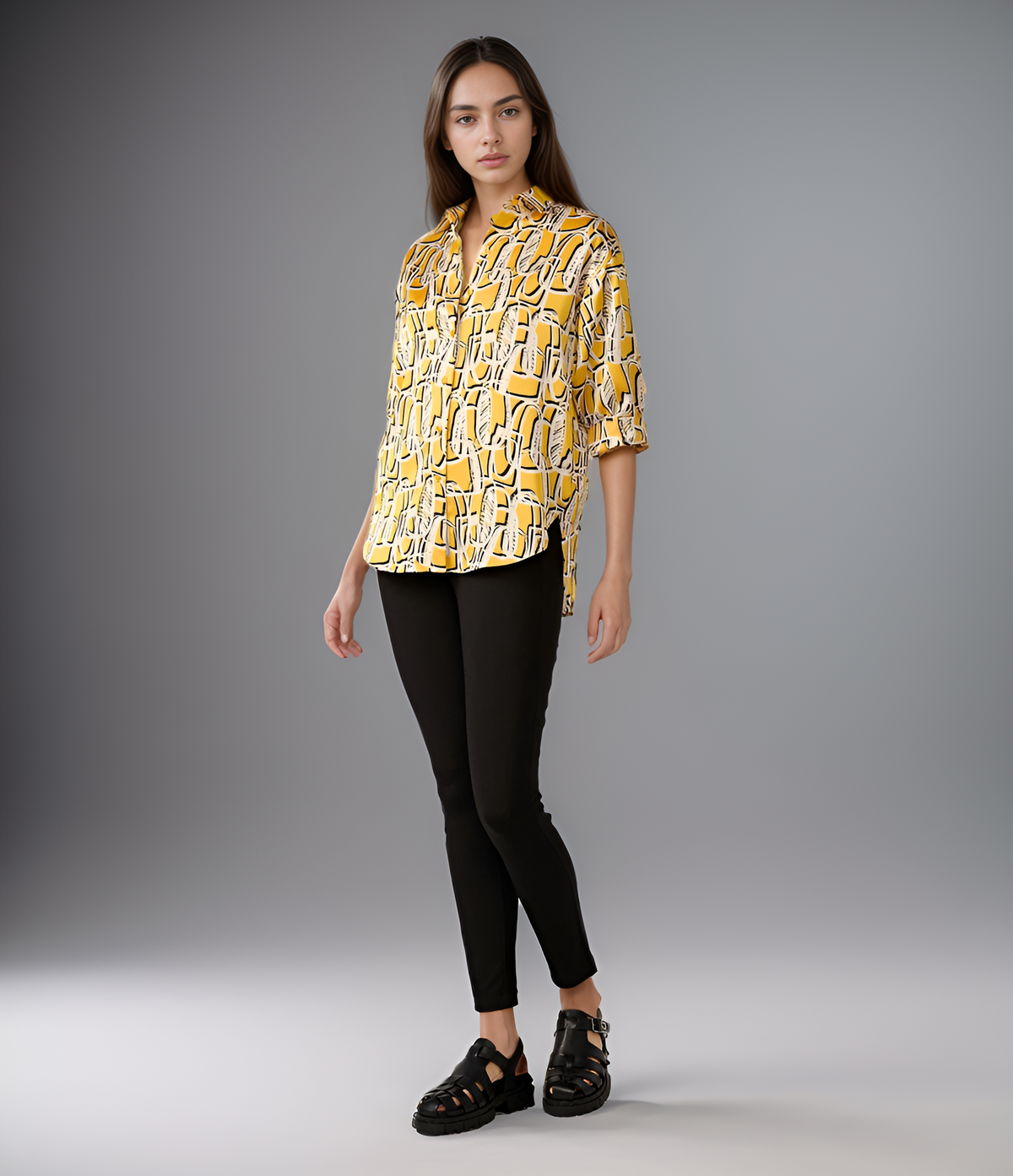 Modern Geometric Silk Shirt