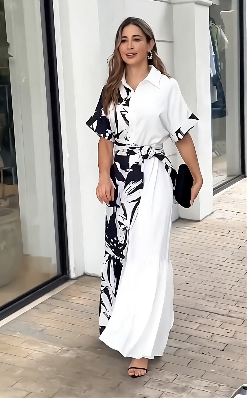 Elegant Monochrome: Black & White Korean Dress