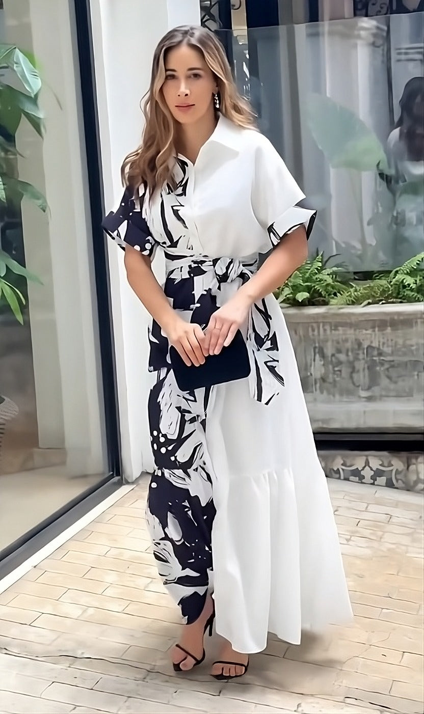 Elegant Monochrome: Black & White Korean Dress