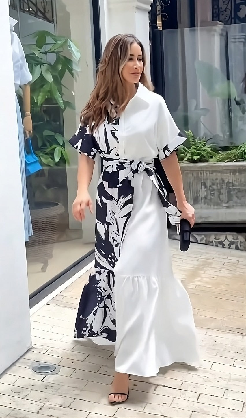Elegant Monochrome: Black & White Korean Dress