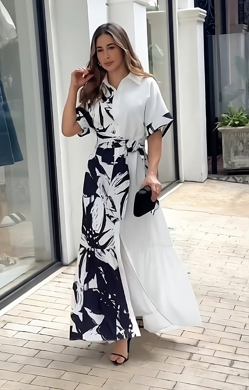 Elegant Monochrome: Black & White Korean Dress