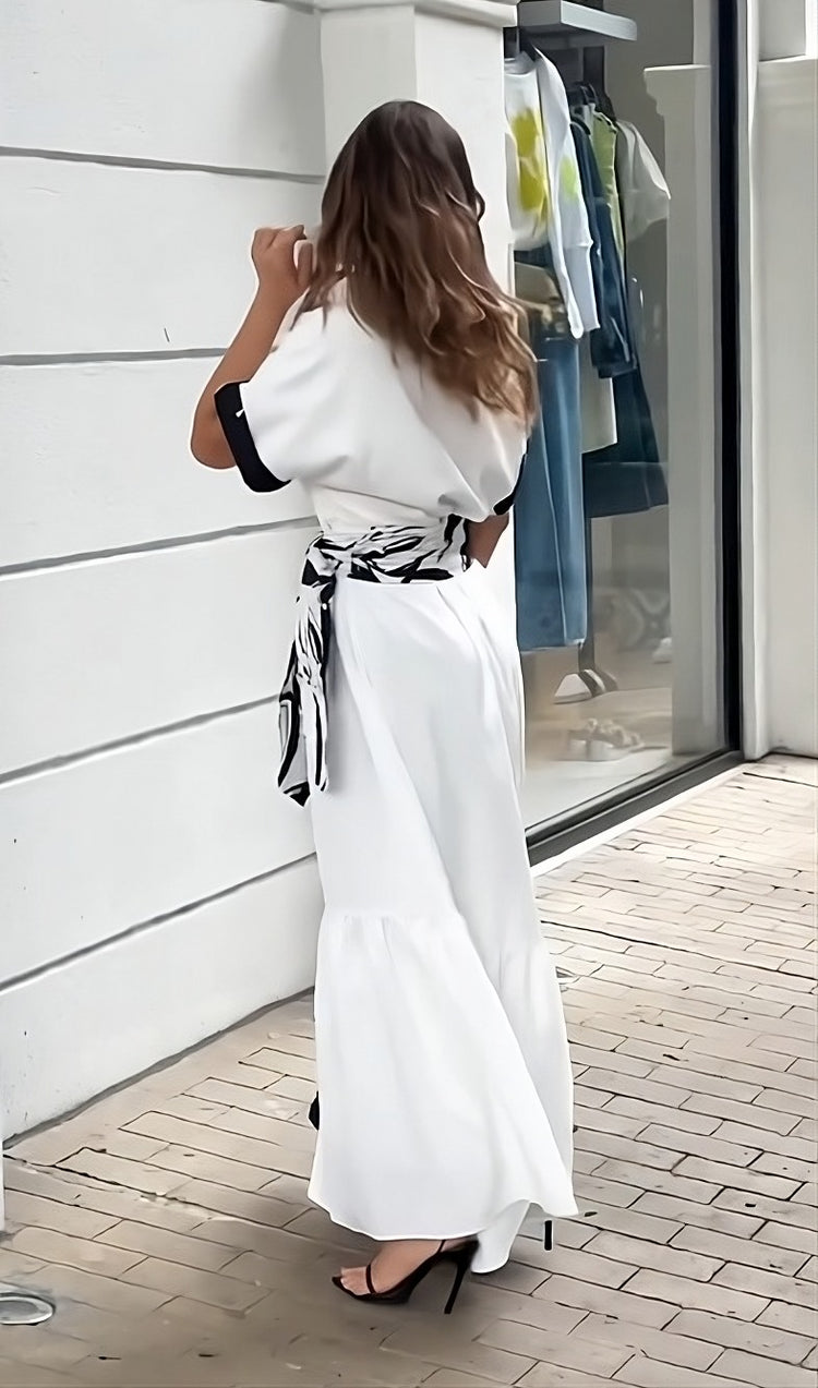 Elegant Monochrome: Black & White Korean Dress