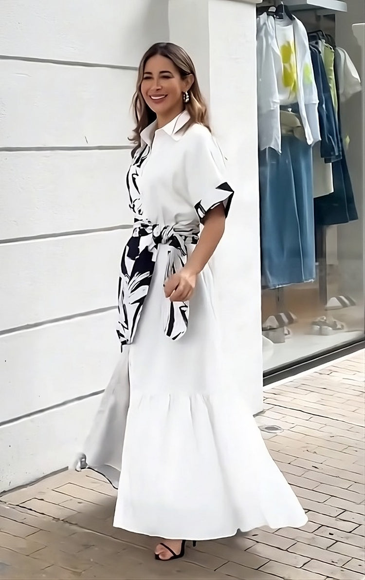 Elegant Monochrome: Black & White Korean Dress